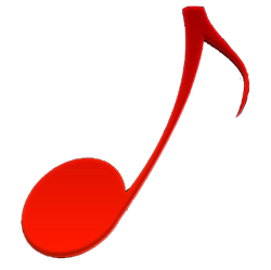Red music note graphic